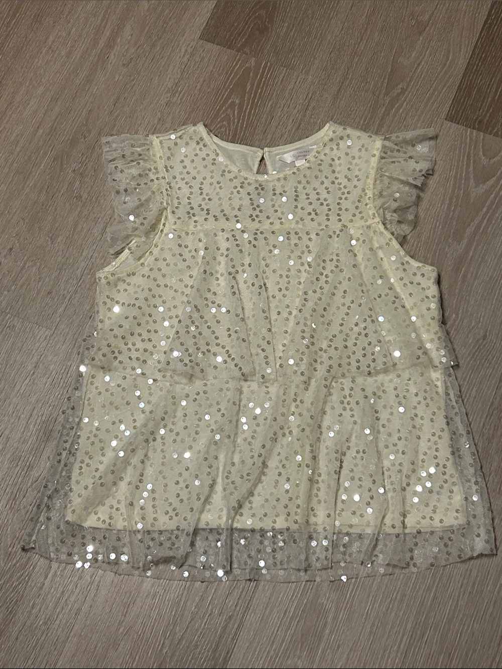 Lauren Conrad Tiered Ruffled Cap Sleeve Sequin Blouse sz Medium